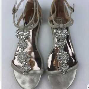 Badgley Mischka Bling Crystals Women Lilli Dress Sandals Size 6 1/2 Silver